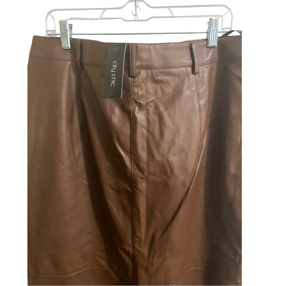 City Chic Chocolate Brown Faux Leather Pencil Skirt